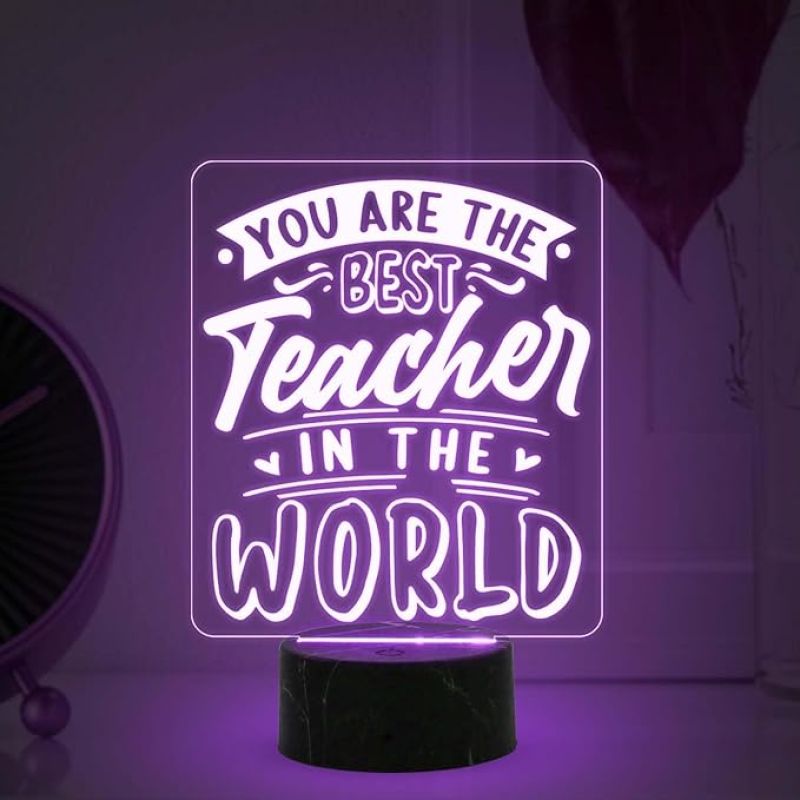 You are The Best Teacher in The World Engraved Night Lamp with Multicolored Light Teachers Day Gift for Your Favorite Teacher
