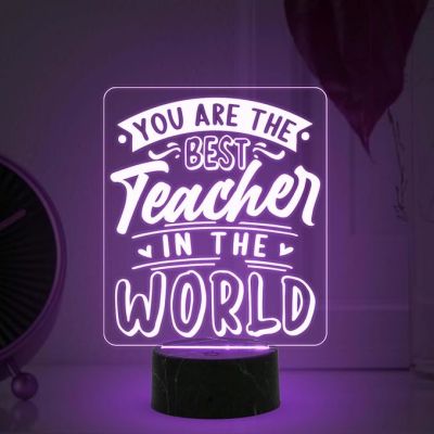 You are The Best Teacher in The World Engraved Night Lamp with Multicolored Light Teachers Day Gift for Your Favorite Teacher