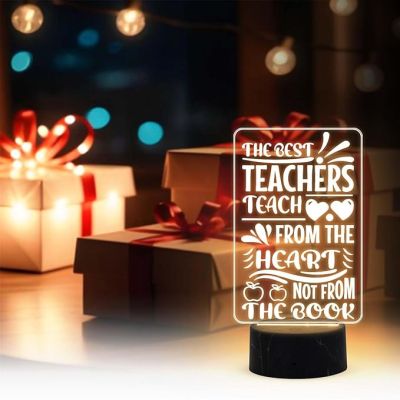 The Best Teachers Teach from The Heart Not from The Book Engraved Night Lamp with Warm White Light Teachers Day Gift Birthday Gift for Teacher