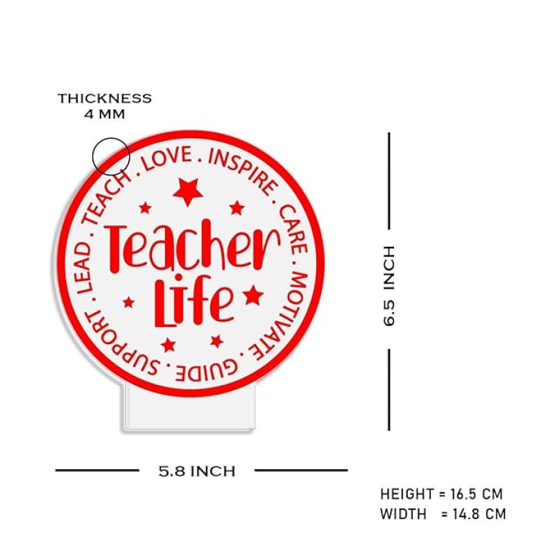 Teacher Life Engraved Night Lamp with Warm White Light Gift for Teacher Thankyou Gift for Teacher
