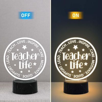 Teacher Life Engraved Night Lamp with Warm White Light Gift for Teacher Thankyou Gift for Teacher