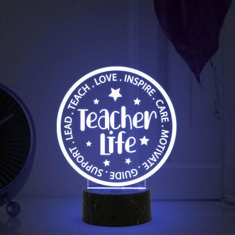 Teacher Life Engraved Night Lamp with Automatic Color Changing Light Gift for Teacher Thankyou Gift for Teacher