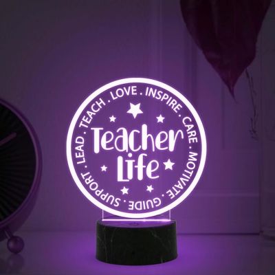 Teacher Life Engraved Night Lamp with Automatic Color Changing Light Gift for Teacher Thankyou Gift for Teacher