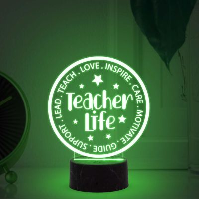 Teacher Life Engraved Night Lamp with Automatic Color Changing Light Gift for Teacher Thankyou Gift for Teacher