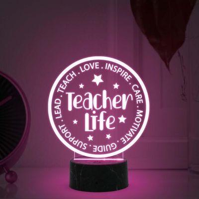 Teacher Life Engraved Night Lamp with Automatic Color Changing Light Gift for Teacher Thankyou Gift for Teacher