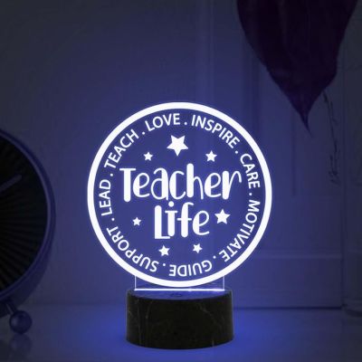 Teacher Life Engraved Night Lamp with Automatic Color Changing Light Gift for Teacher Thankyou Gift for Teacher