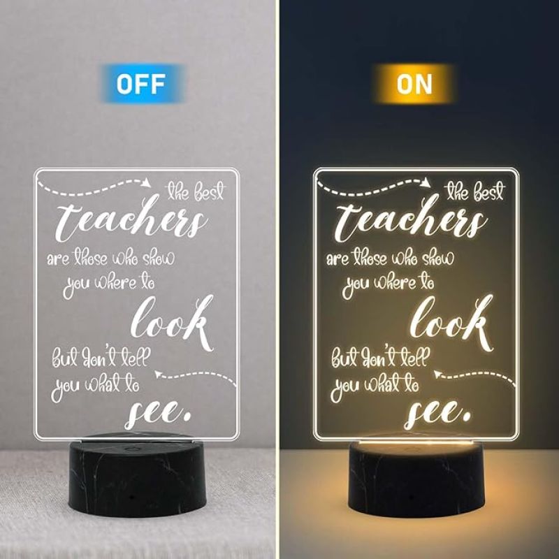 The Best Teacher Look See Engraved Night Lamp with Warm White Light Teachers Day Gift Items School Teacher Gift