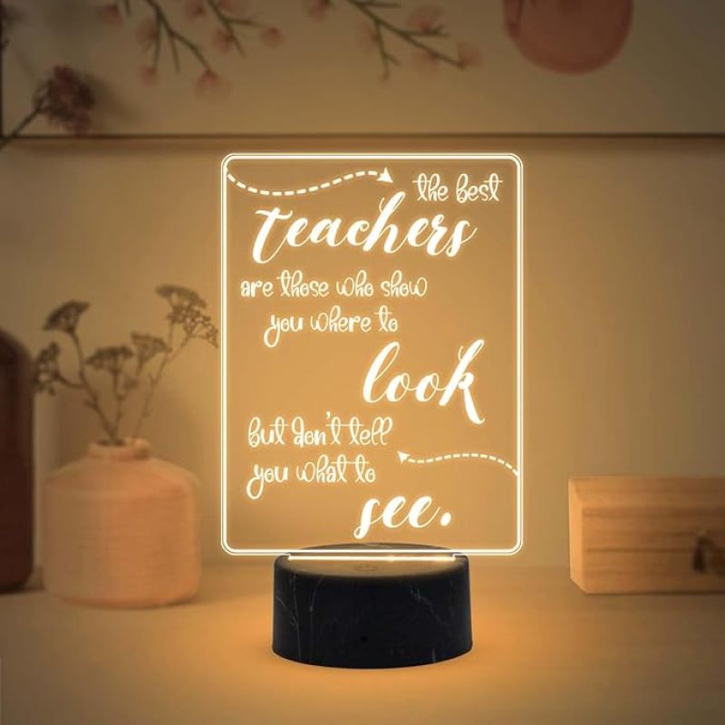 The Best Teacher Look See Engraved Night Lamp with Warm White Light Teachers Day Gift Items School Teacher Gift