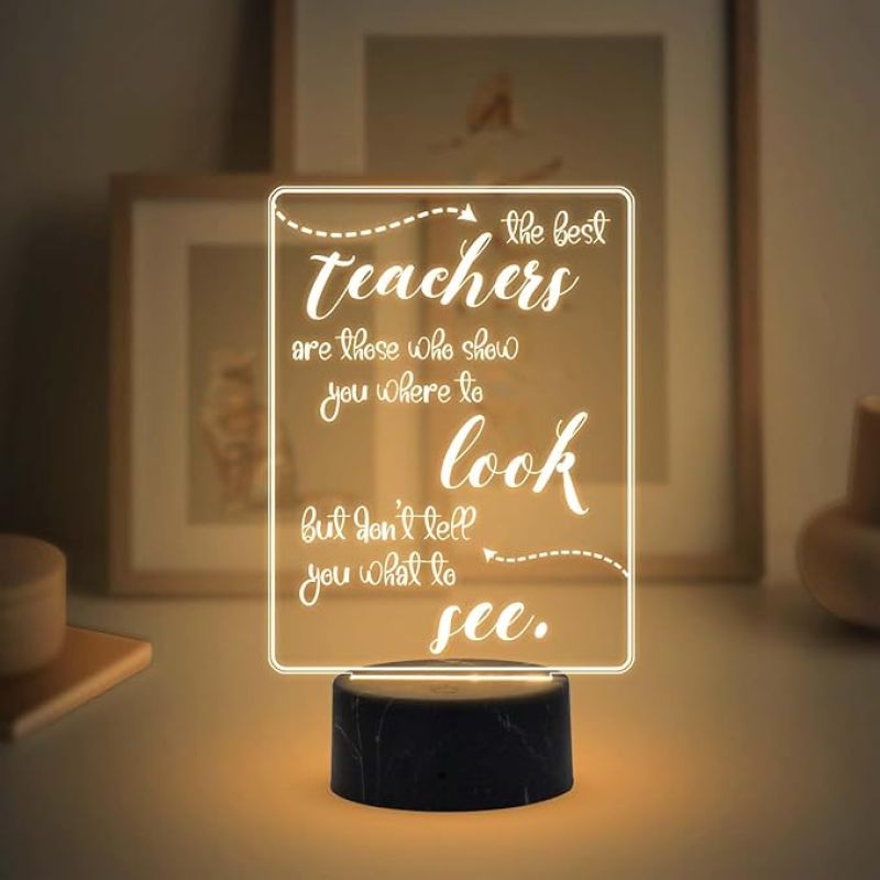 The Best Teacher Look See Engraved Night Lamp with Warm White Light Teachers Day Gift Items School Teacher Gift