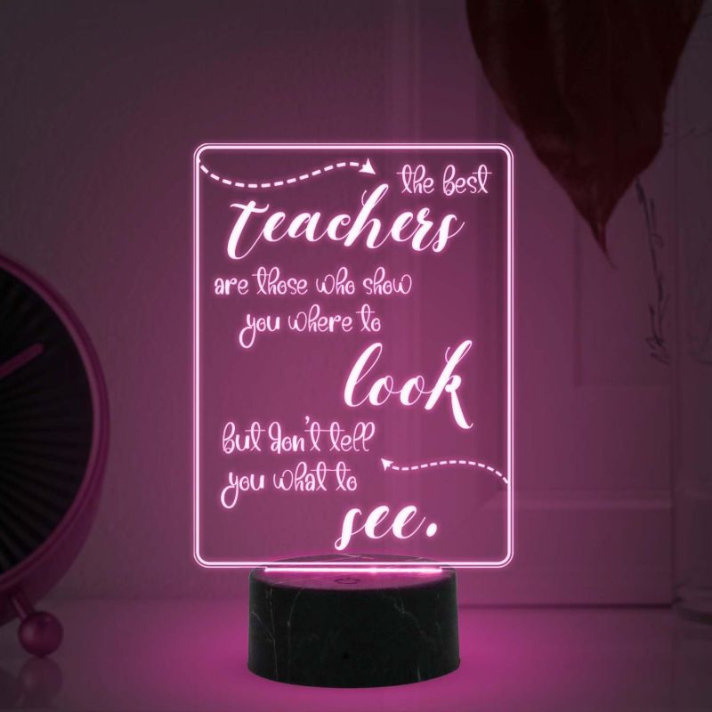 The Best Teacher Look See Engraved Night Lamp with Automatic Color Changing Light Teachers Day Gift Items School Teacher Gift