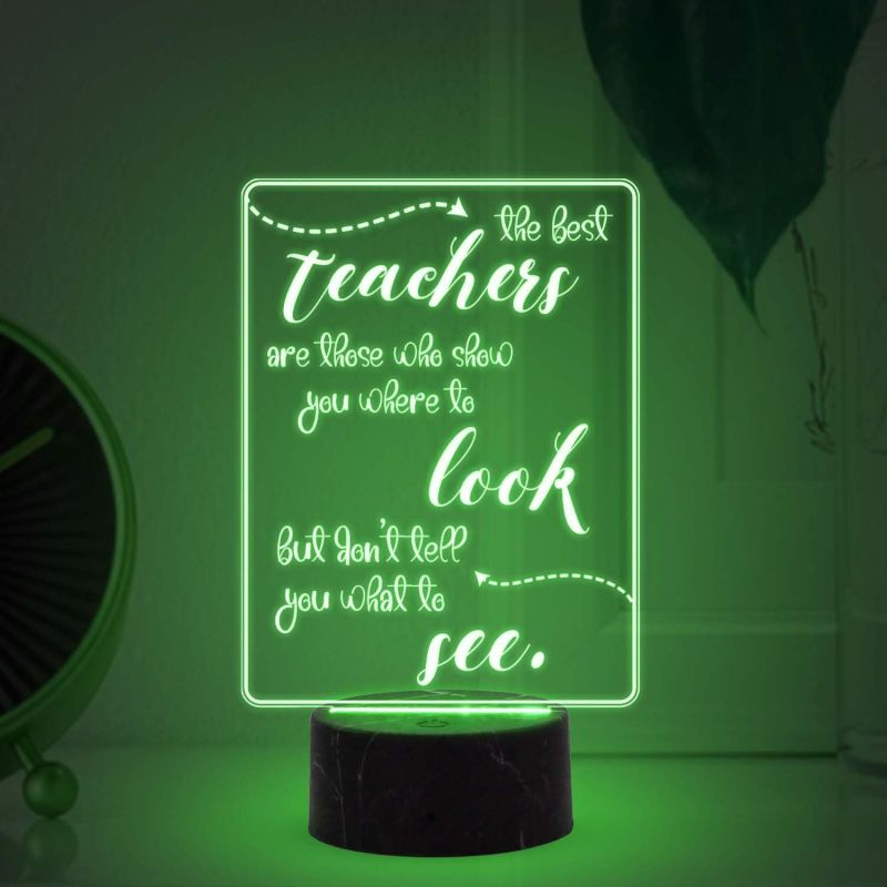 The Best Teacher Look See Engraved Night Lamp with Automatic Color Changing Light Teachers Day Gift Items School Teacher Gift