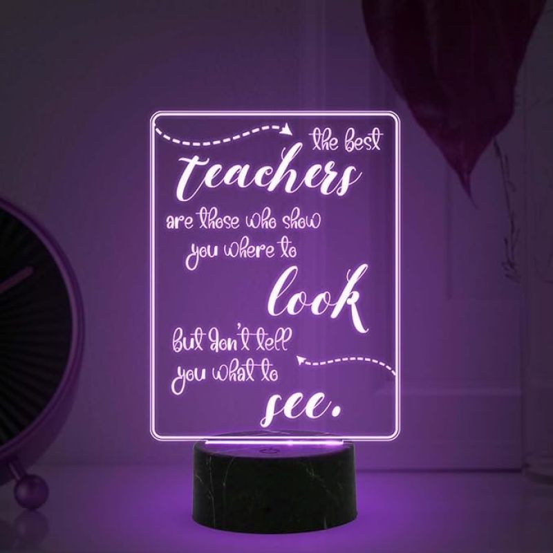 The Best Teacher Look See Engraved Night Lamp with Automatic Color Changing Light Teachers Day Gift Items School Teacher Gift