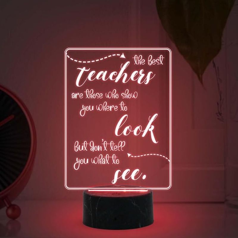 The Best Teacher Look See Engraved Night Lamp with Automatic Color Changing Light Teachers Day Gift Items School Teacher Gift
