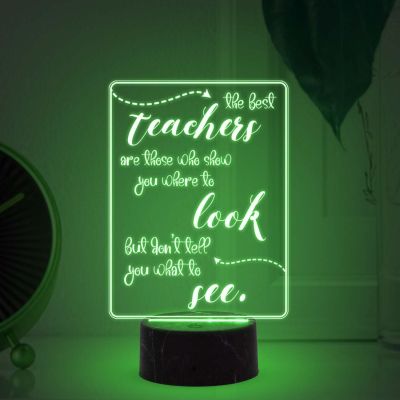 The Best Teacher Look See Engraved Night Lamp with Automatic Color Changing Light Teachers Day Gift Items School Teacher Gift