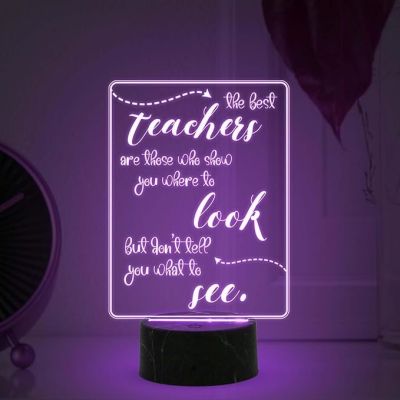 The Best Teacher Look See Engraved Night Lamp with Automatic Color Changing Light Teachers Day Gift Items School Teacher Gift