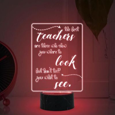 The Best Teacher Look See Engraved Night Lamp with Automatic Color Changing Light Teachers Day Gift Items School Teacher Gift