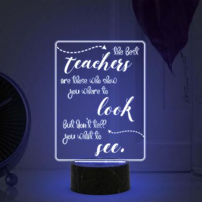 The Best Teacher Look See Engraved Night Lamp with Automatic Color Changing Light Teachers Day Gift Items School Teacher Gift