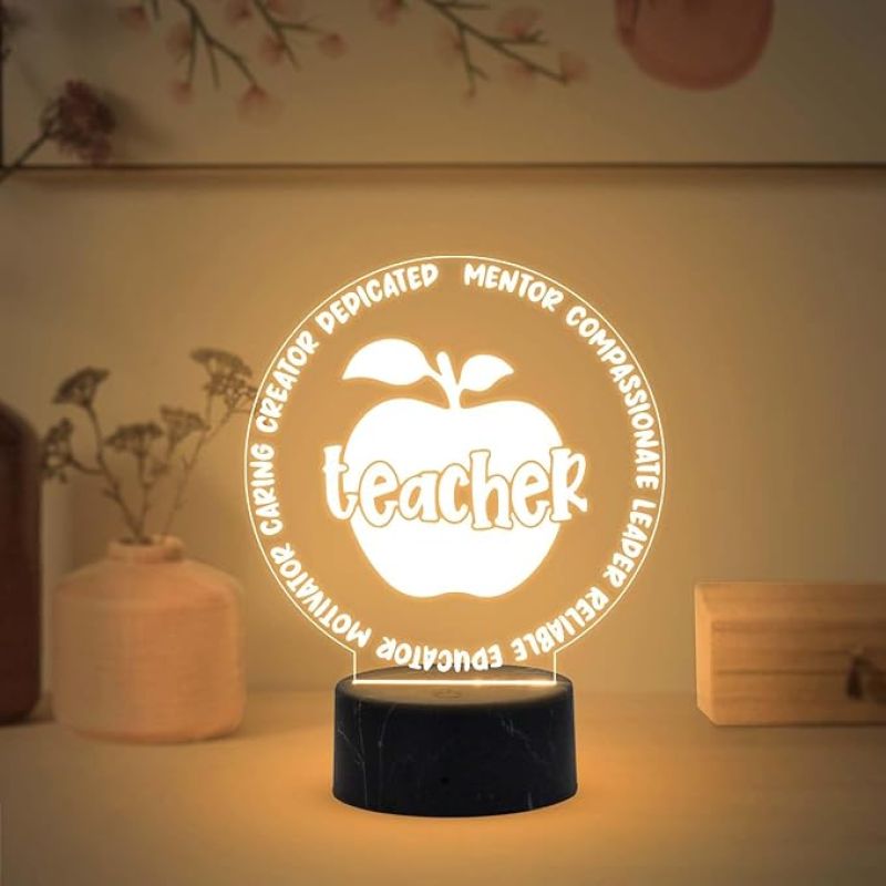 Teacher Appreciation Night Lamp with Warm White Light Thank You Gifts for Teacher from Student