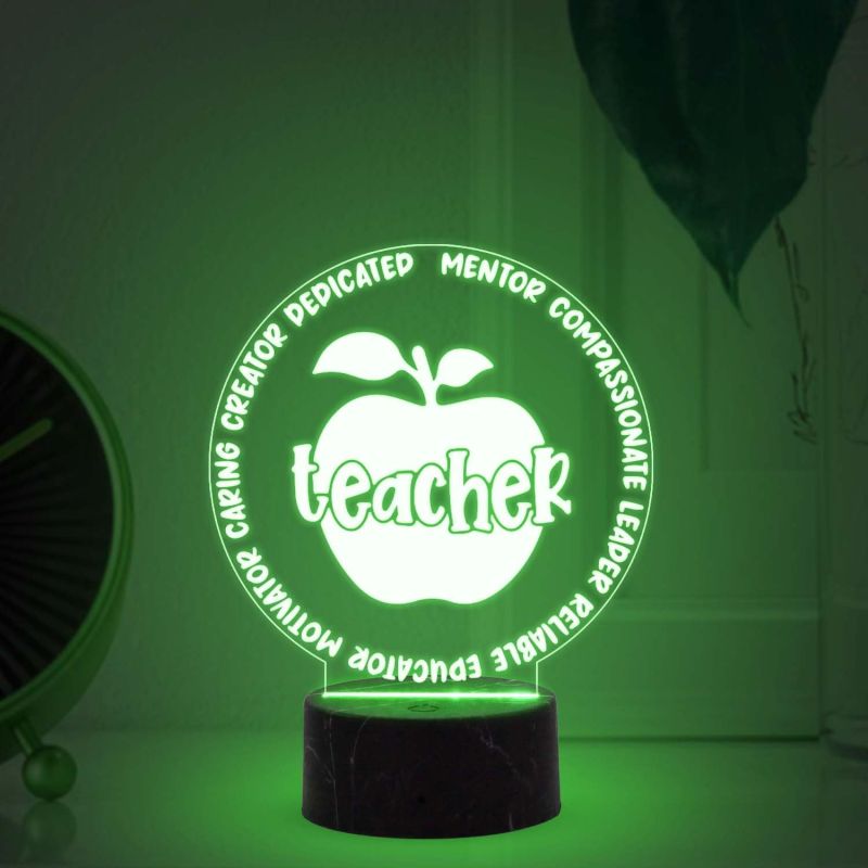 Teacher Appreciation Night Lamp with Automatic Color Changing Light Thank You Gifts for Teacher from Student