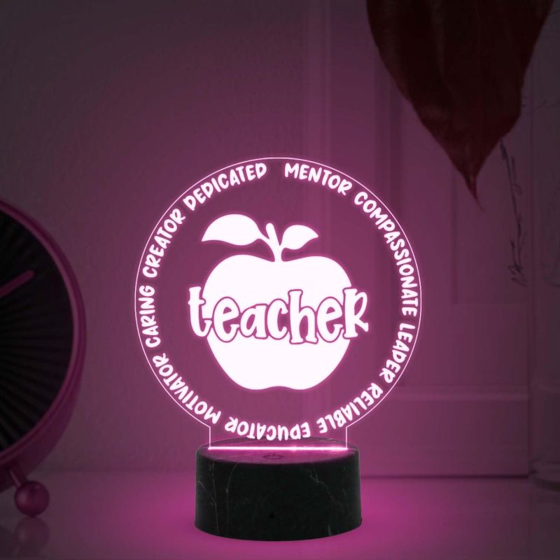 Teacher Appreciation Night Lamp with Automatic Color Changing Light Thank You Gifts for Teacher from Student