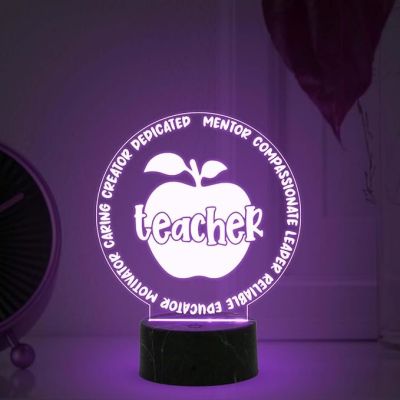 Teacher Appreciation Night Lamp with Automatic Color Changing Light Thank You Gifts for Teacher from Student