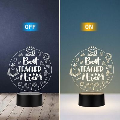 Best Teacher Ever Acrylic Night Lamp with Warm White Light Teacher Day Gift from Student Thankyou Gift for Teacher