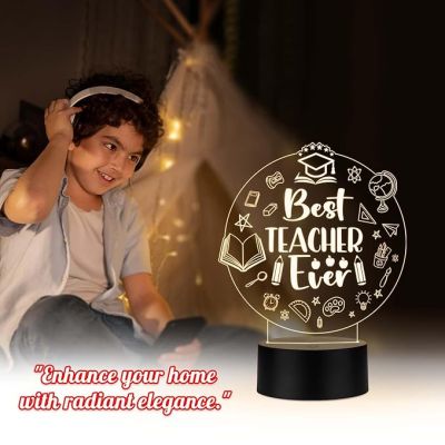 Best Teacher Ever Acrylic Night Lamp with Warm White Light Teacher Day Gift from Student Thankyou Gift for Teacher