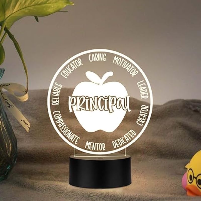 Principal Inspirational Night Lamp with Warm White Light Gifts for Women Men Home Office Desk Décor Teachers Day Gift for Principal School Principal Gift