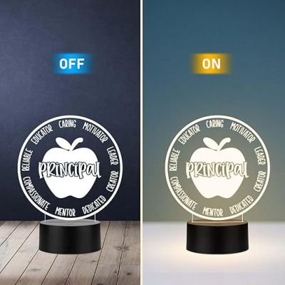 Principal Inspirational Night Lamp with Warm White Light Gifts for Women Men Home Office Desk Décor Teachers Day Gift for Principal School Principal Gift
