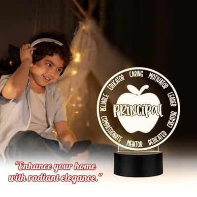 Principal Inspirational Night Lamp with Warm White Light Gifts for Women Men Home Office Desk Décor Teachers Day Gift for Principal School Principal Gift