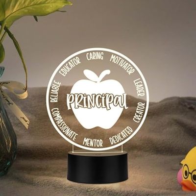 Principal Inspirational Night Lamp with Warm White Light Gifts for Women Men Home Office Desk Décor Teachers Day Gift for Principal School Principal Gift