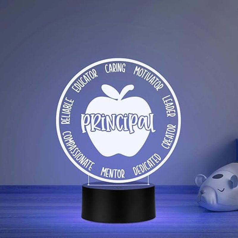 Principal Inspirational Night Lamp with Multicolored Light Gifts for Women Men Home Office Desk Décor Teachers Day Gift for Principal School Principal Gift