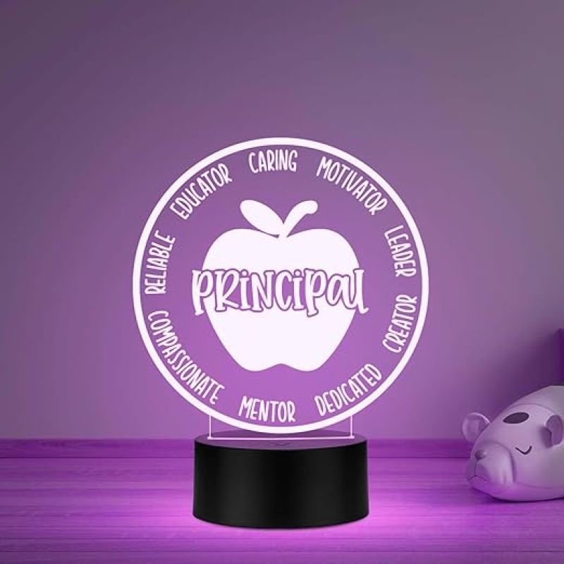 Principal Inspirational Night Lamp with Multicolored Light Gifts for Women Men Home Office Desk Décor Teachers Day Gift for Principal School Principal Gift