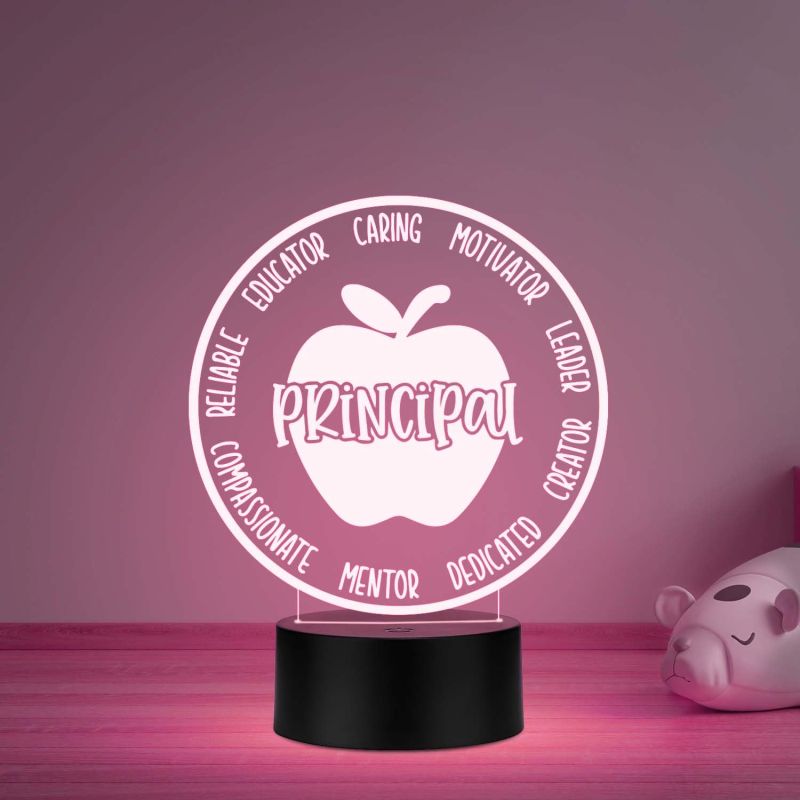 Principal Inspirational Night Lamp with Multicolored Light Gifts for Women Men Home Office Desk Décor Teachers Day Gift for Principal School Principal Gift