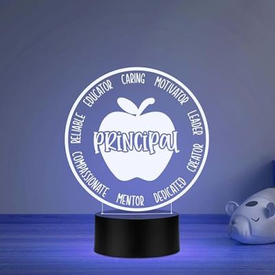 Principal Inspirational Night Lamp with Multicolored Light Gifts for Women Men Home Office Desk Décor Teachers Day Gift for Principal School Principal Gift