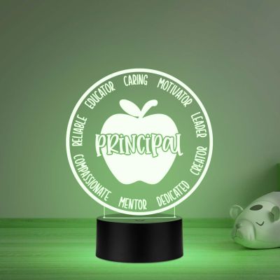 Principal Inspirational Night Lamp with Multicolored Light Gifts for Women Men Home Office Desk Décor Teachers Day Gift for Principal School Principal Gift