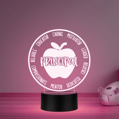 Principal Inspirational Night Lamp with Multicolored Light Gifts for Women Men Home Office Desk Décor Teachers Day Gift for Principal School Principal Gift