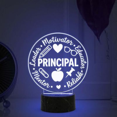 Principal Motivational Night Lamp with Multicolored Light Thank You Gift for Principal  School Principal Gift