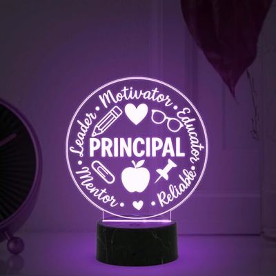 Principal Motivational Night Lamp with Multicolored Light Thank You Gift for Principal  School Principal Gift