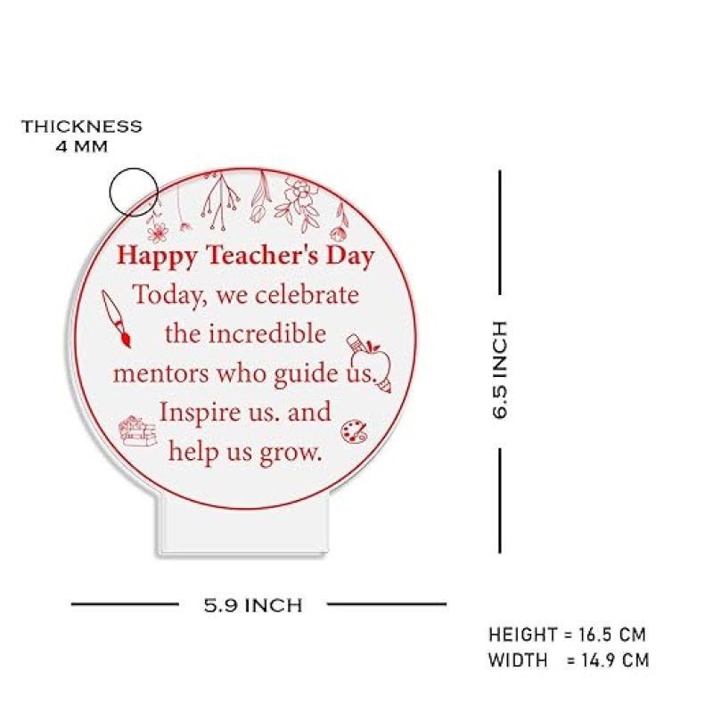 Happy Teachers Day Engraved Night Lamp with  Warm White Light Teachers Day Gift for Class Teacher Inspirational Gift for Teachers