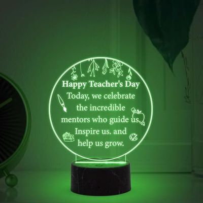 Happy Teachers Day Engraved Night Lamp with Multicolored Light Teachers Day Gift for Class Teacher  Inspirational Gift for Teachers