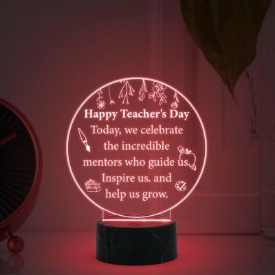Happy Teachers Day Engraved Night Lamp with Multicolored Light Teachers Day Gift for Class Teacher  Inspirational Gift for Teachers