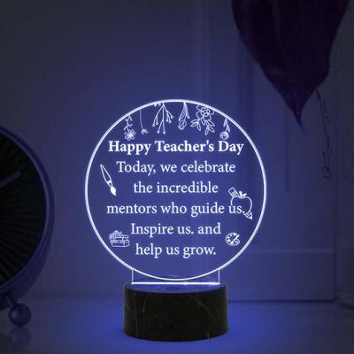 Happy Teachers Day Engraved Night Lamp with Multicolored Light Teachers Day Gift for Class Teacher  Inspirational Gift for Teachers