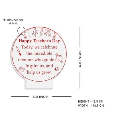 Happy Teachers Day Engraved Night Lamp with Multicolored Light Teachers Day Gift for Class Teacher  Inspirational Gift for Teachers