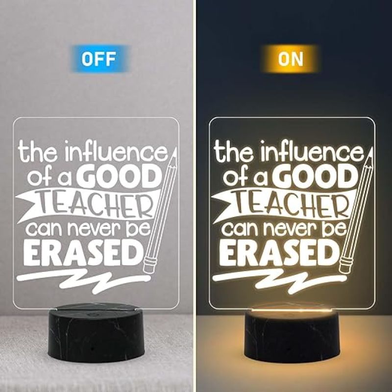 The Influence of a Good Teacher Can Never Be Erased Engraved Night Lamp with Warm White Light Teacher Appreciation Gift Teachers Day Gift  Birthday Gift for Teacher