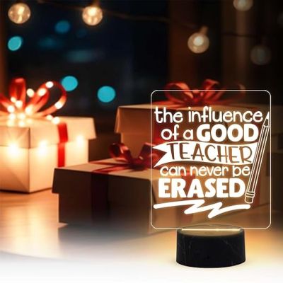 The Influence of a Good Teacher Can Never Be Erased Engraved Night Lamp with Warm White Light Teacher Appreciation Gift Teachers Day Gift  Birthday Gift for Teacher