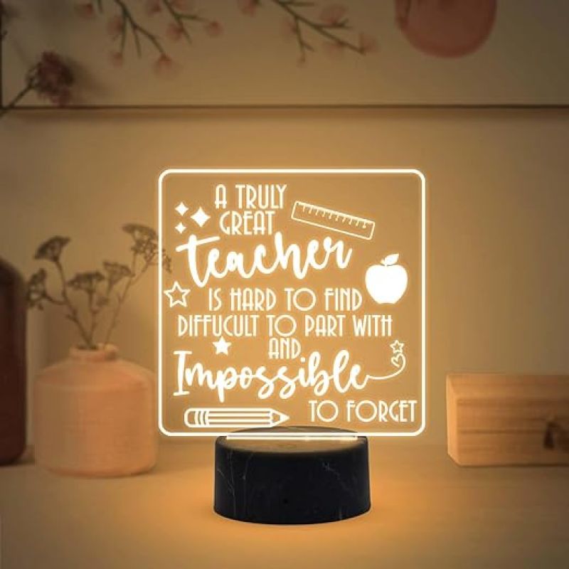 A Truly Great Teacher Engraved Night Lamp with Warm White Light Teachers Day Gift for Your Favorite Teacher Thankyou Gift for Teacher from Student