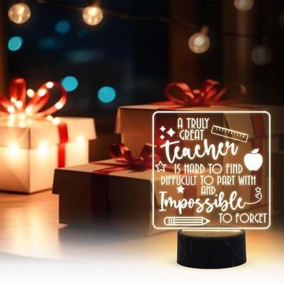 A Truly Great Teacher Engraved Night Lamp with Warm White Light Teachers Day Gift for Your Favorite Teacher Thankyou Gift for Teacher from Student