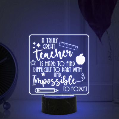 A Truly Great Teacher Engraved Night Lamp with 7 Color Changing Light Teachers Day Gift for Your Favorite Teacher  Thankyou Gift for Teacher from Student