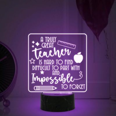 A Truly Great Teacher Engraved Night Lamp with 7 Color Changing Light Teachers Day Gift for Your Favorite Teacher  Thankyou Gift for Teacher from Student